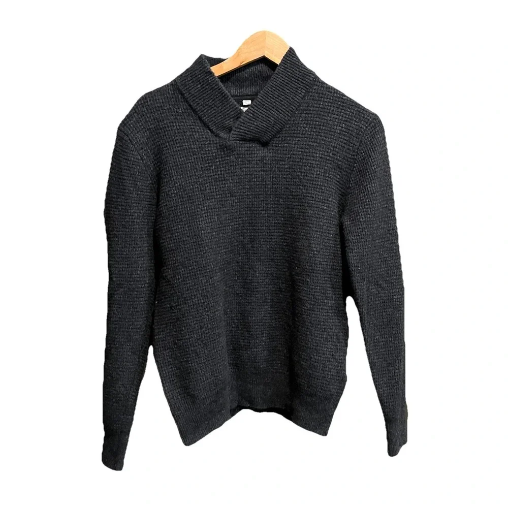 Schott Bros Dark Gray Waffle Knit Wool Long Sleeve Men's Sweater Size‎ Small